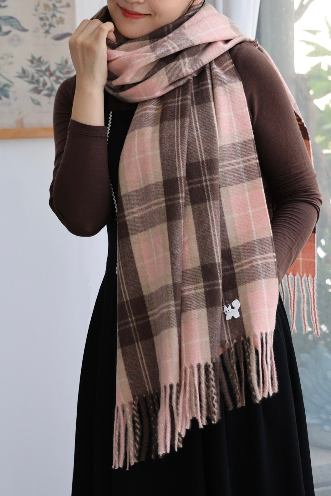 Blush Kitty Tartan Scarf