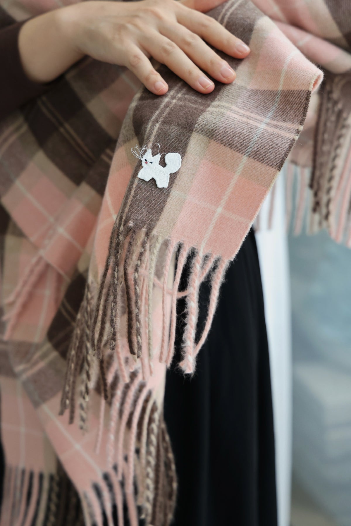 Blush Kitty Tartan Scarf