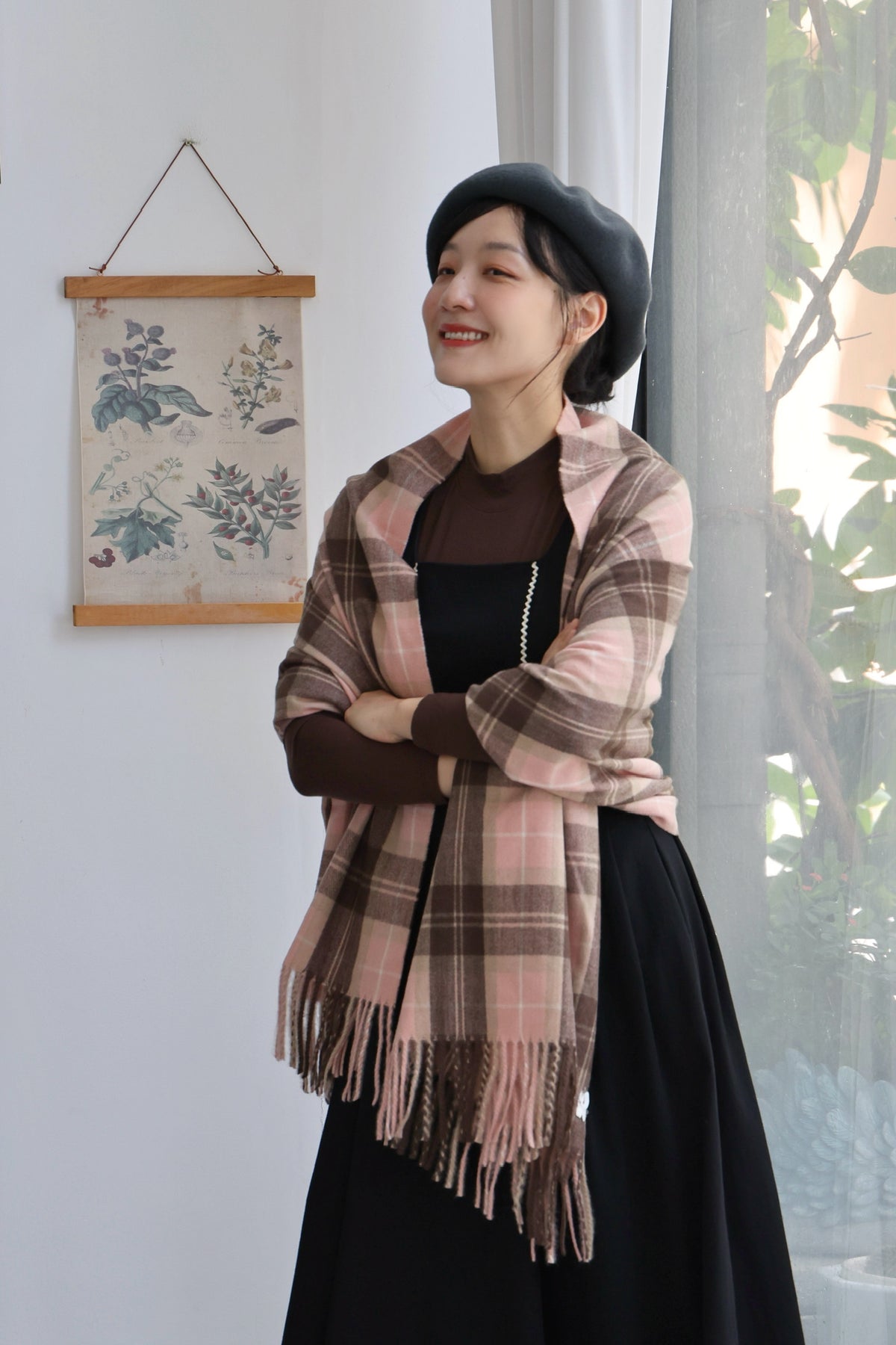 Blush Kitty Tartan Scarf