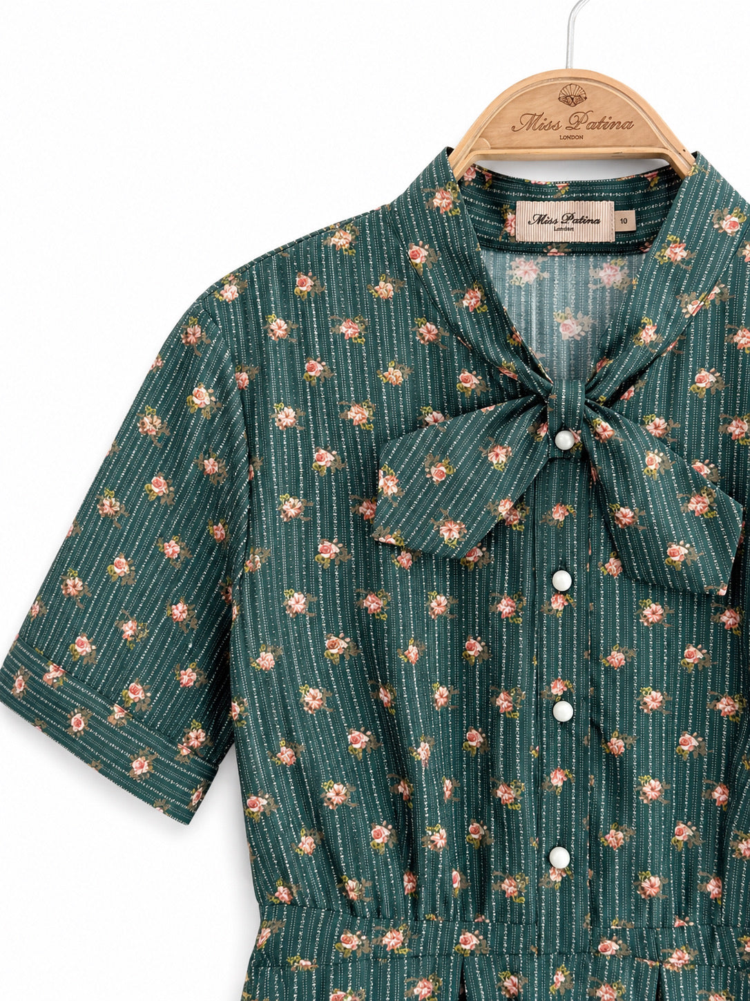Bookshop Tie-Neck Dress (Green)