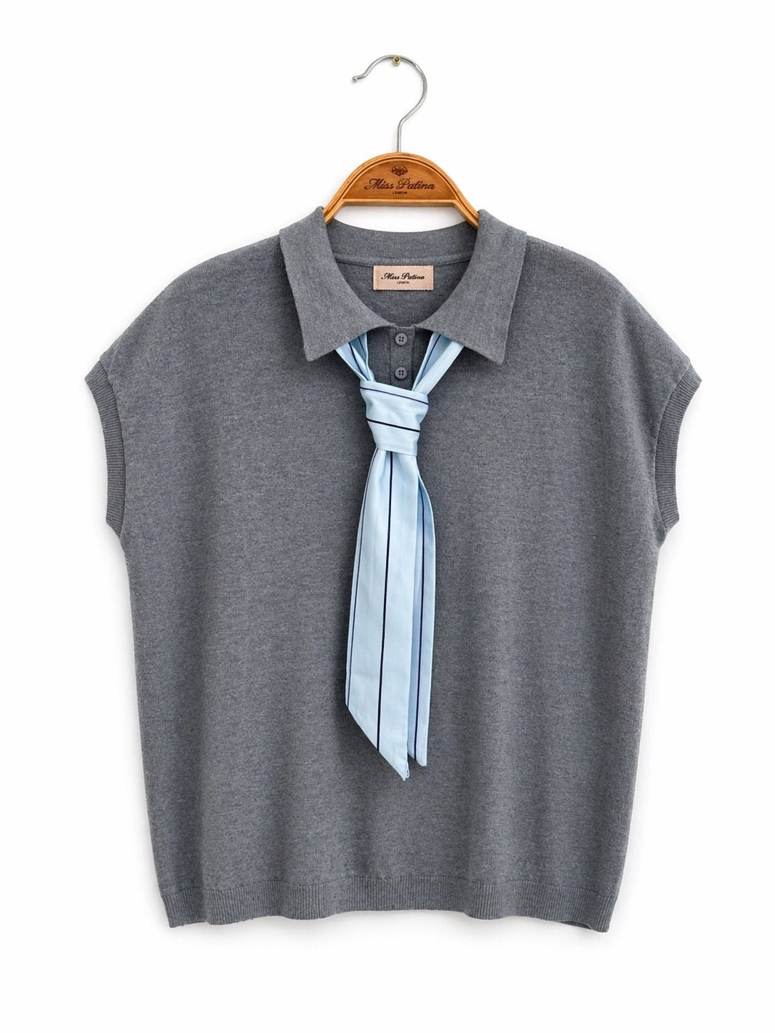 Bow & Tie Knit Polo Top  (2 colours)