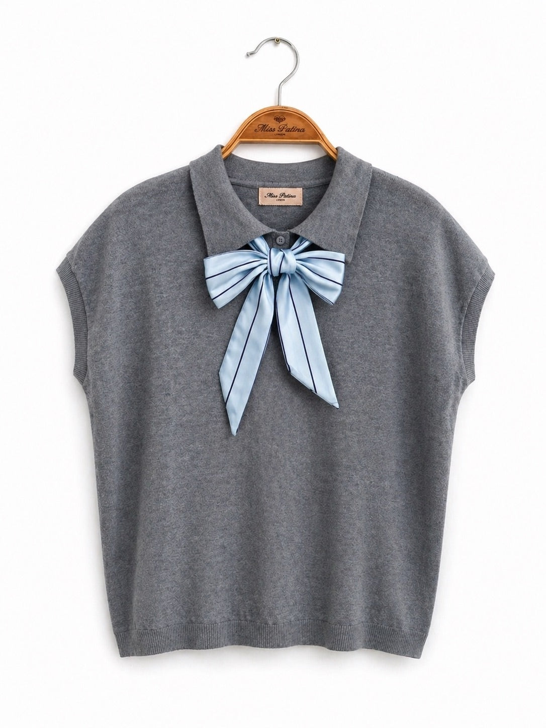 Bow & Tie Knit Polo Top  (2 colours)