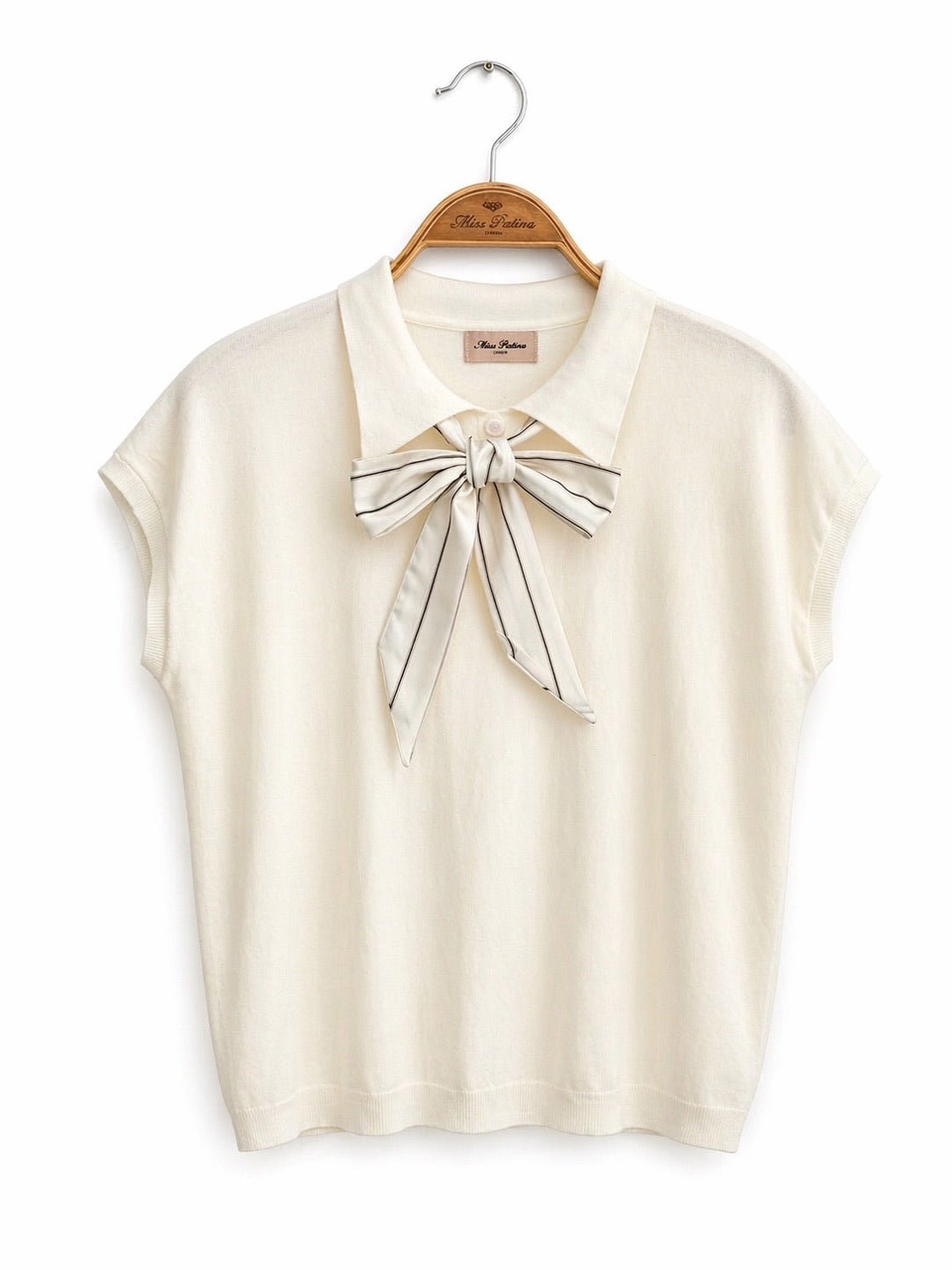 Bow & Tie Knit Polo Top  (2 colours)