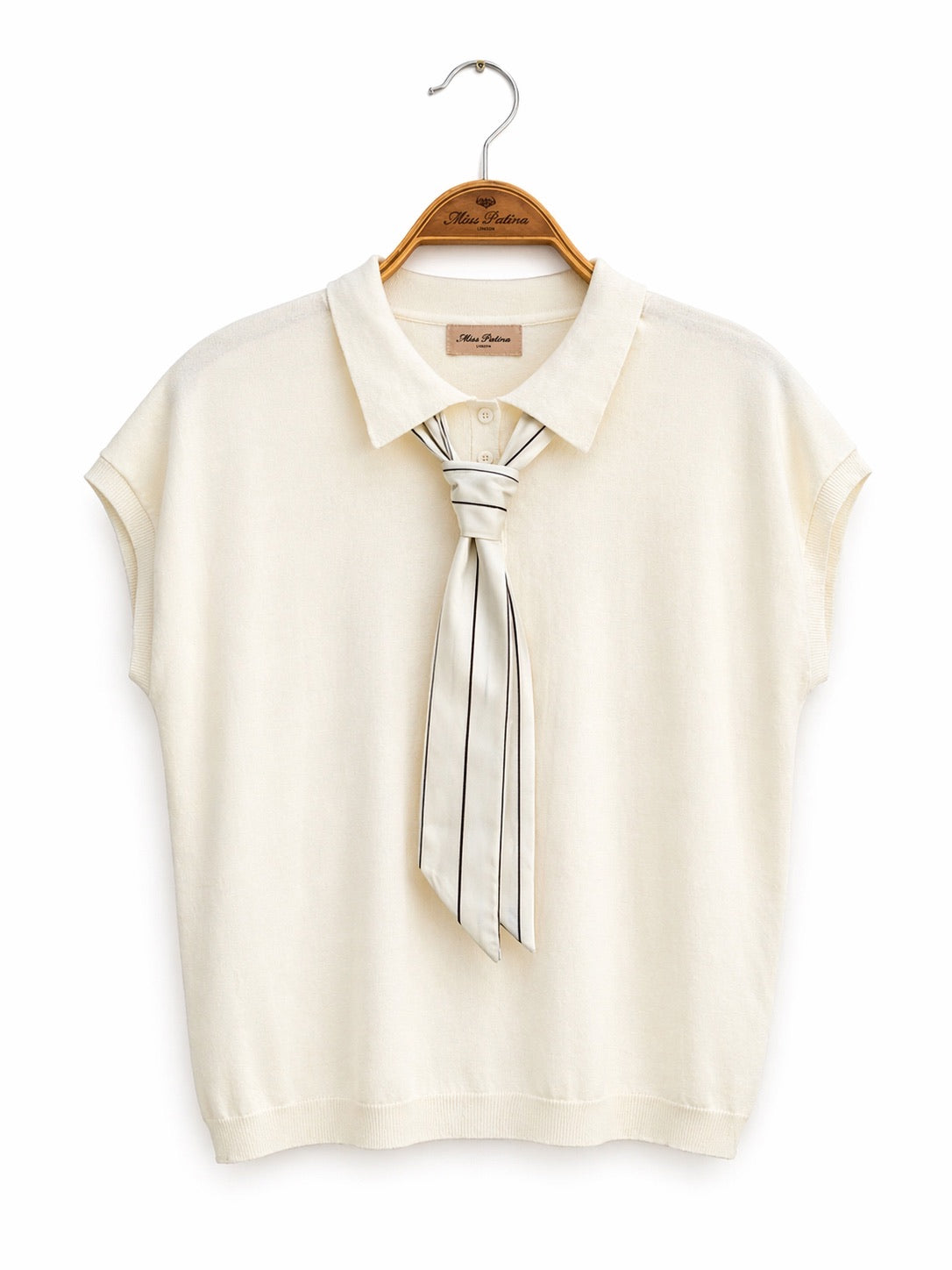 Bow & Tie Knit Polo Top  (2 colours)