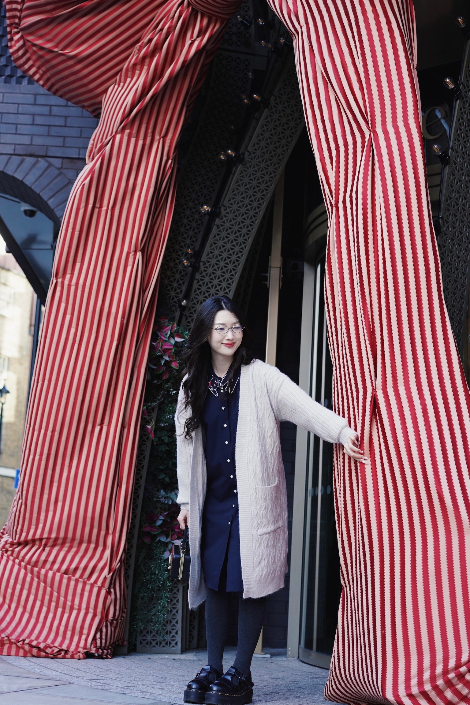 Bowie Cat Shirt Dress (Navy)