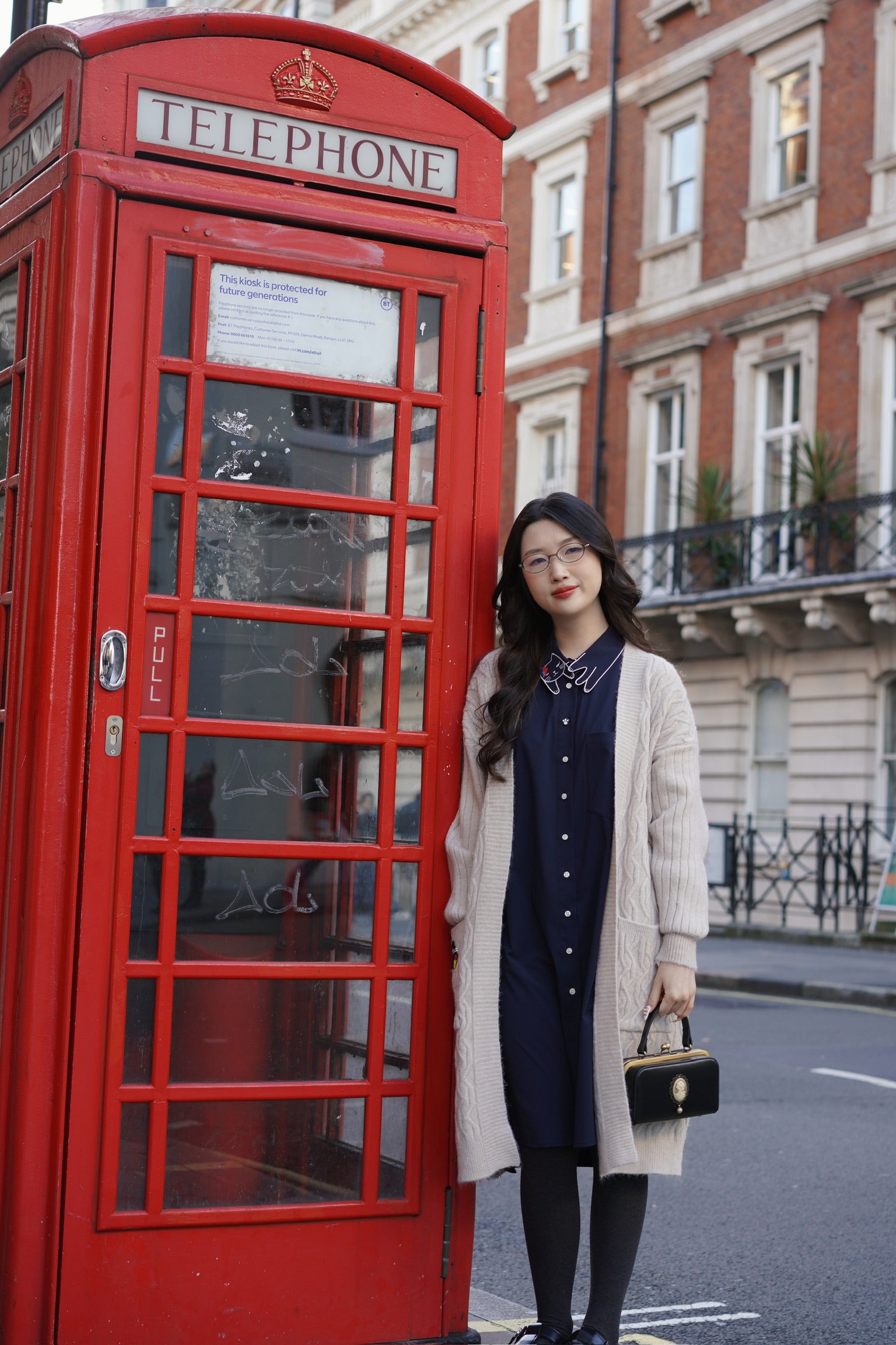 Bowie Cat Shirt Dress (Navy)
