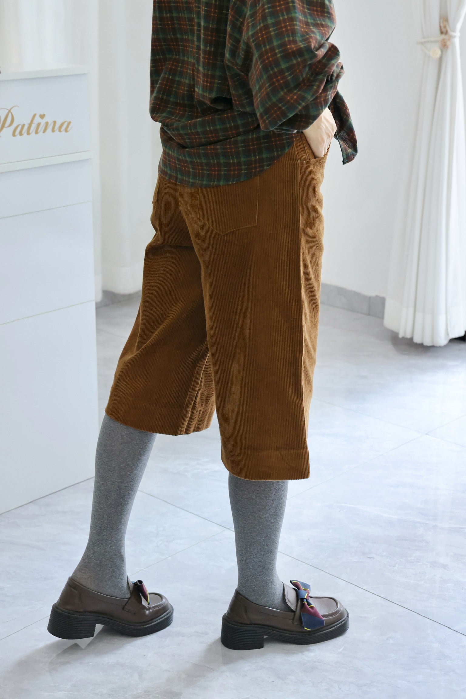 Braced Corduroy Culottes  (Toffee)