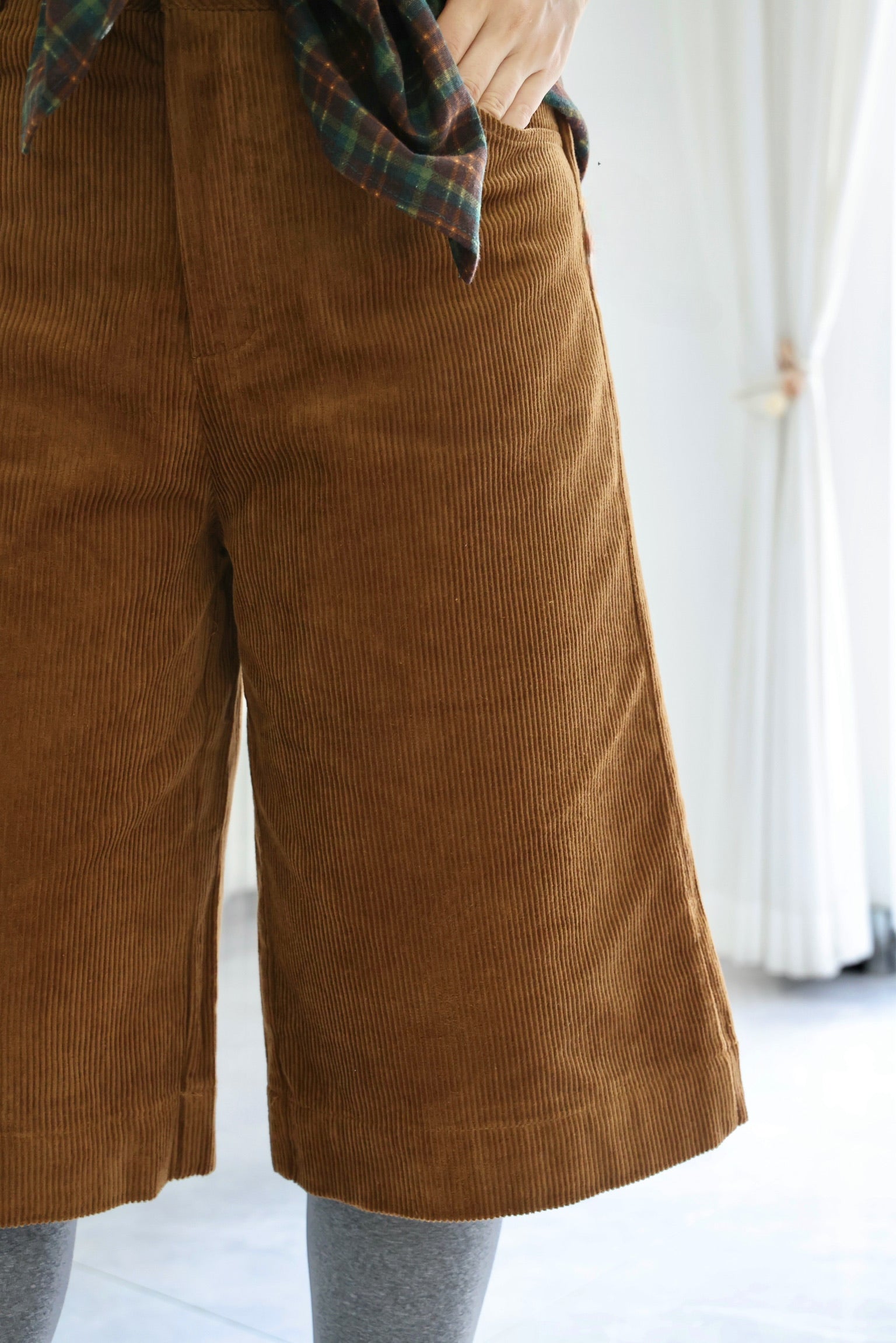 Braced Corduroy Culottes  (Toffee)