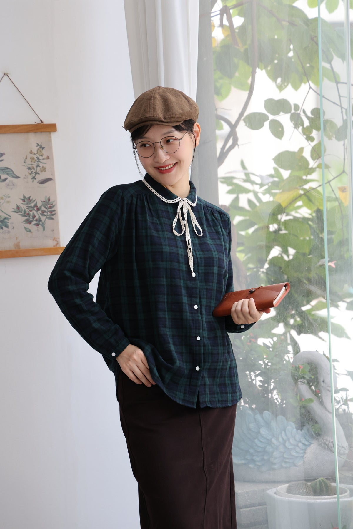Briony Tartan Cotton Blouse