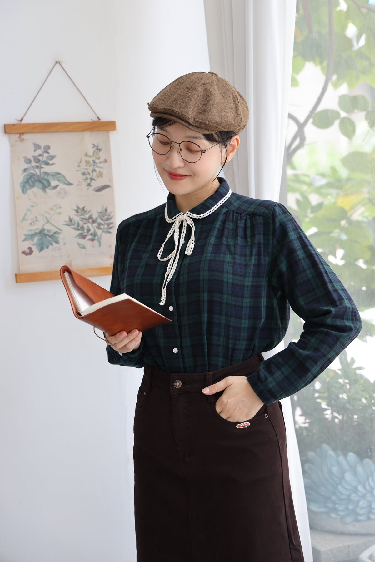Briony Tartan Cotton Blouse