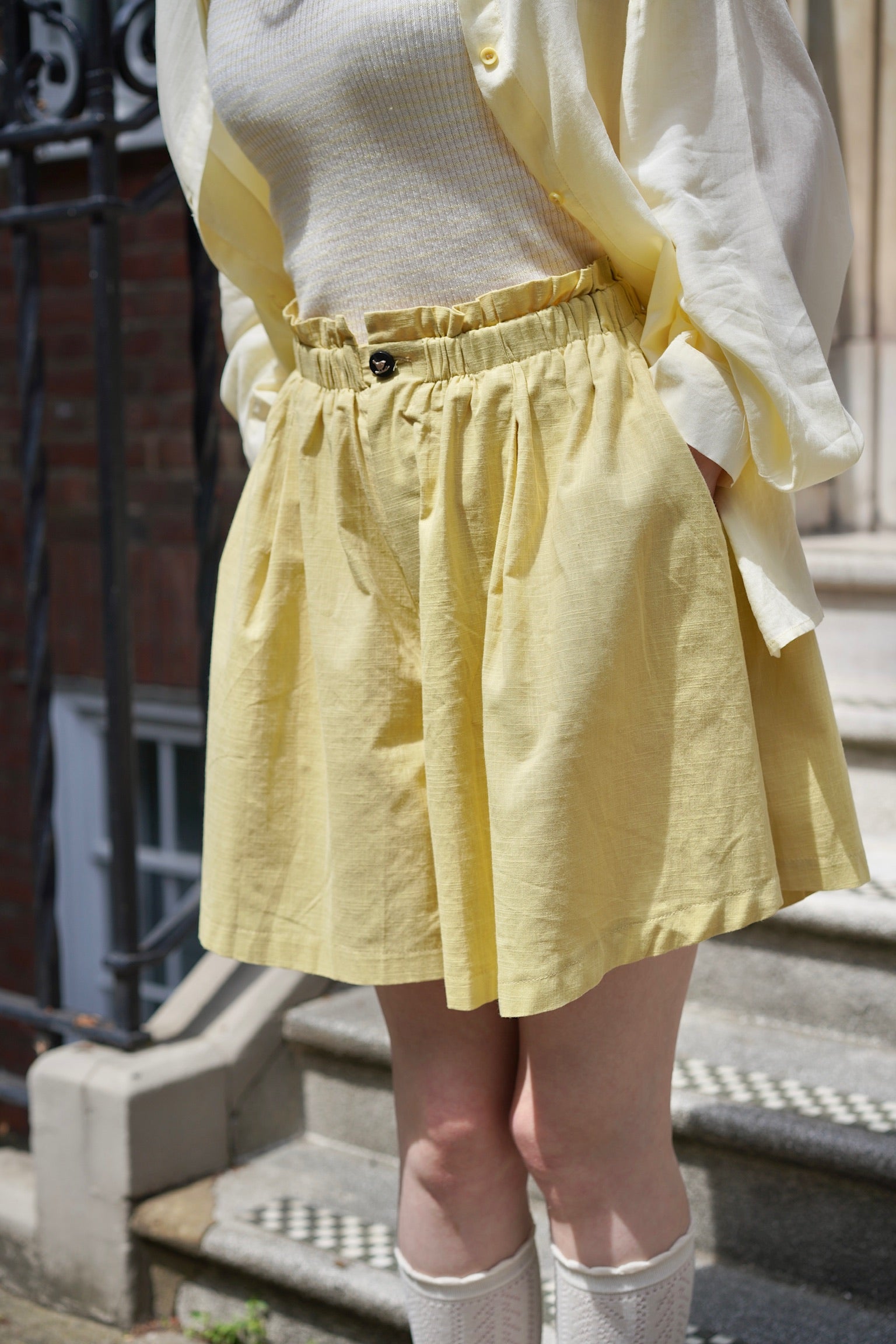 Buttercup Breeze Cotton Shorts (Light Mustard)