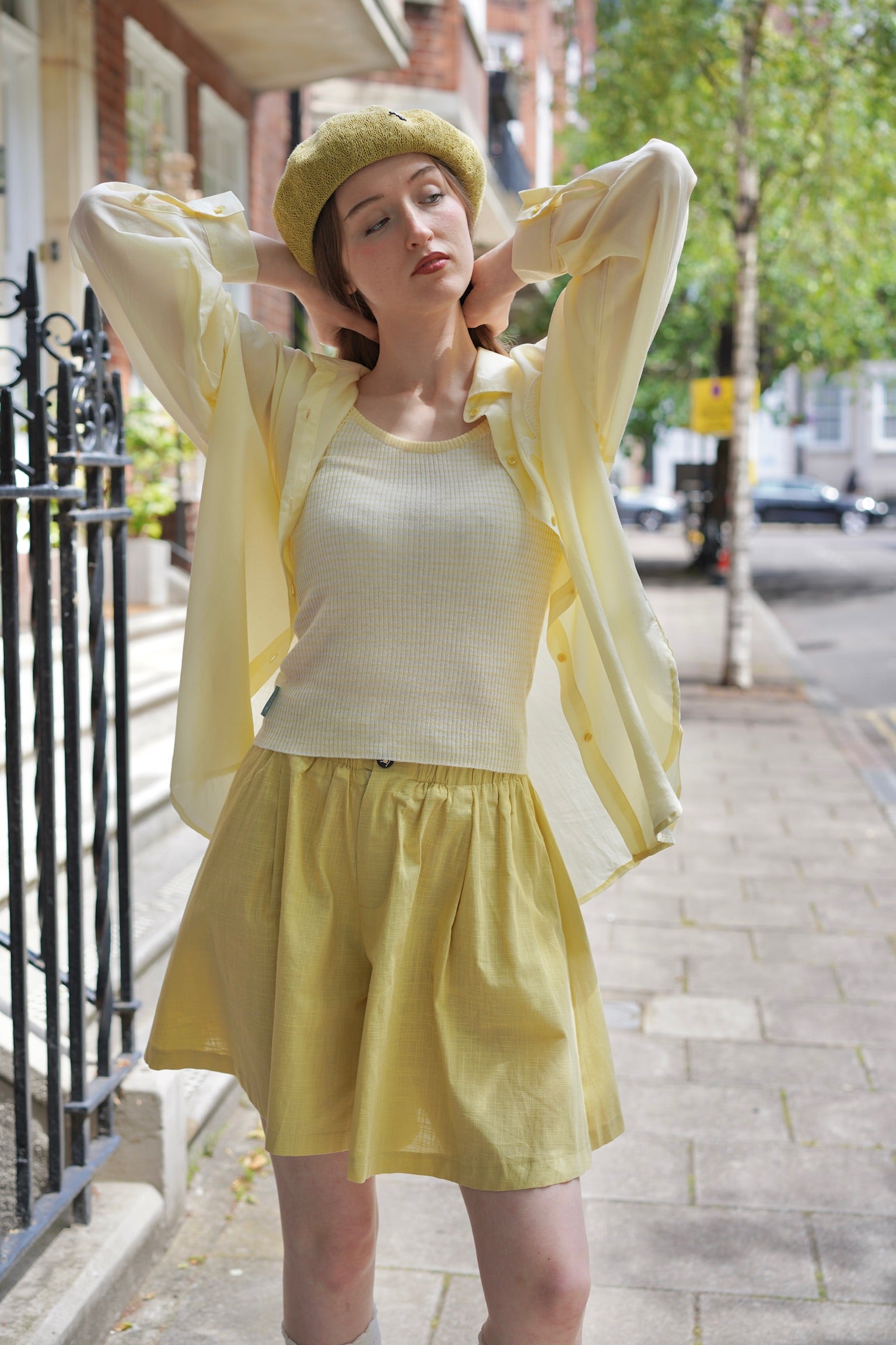 Buttercup Breeze Cotton Shorts (Light Mustard)