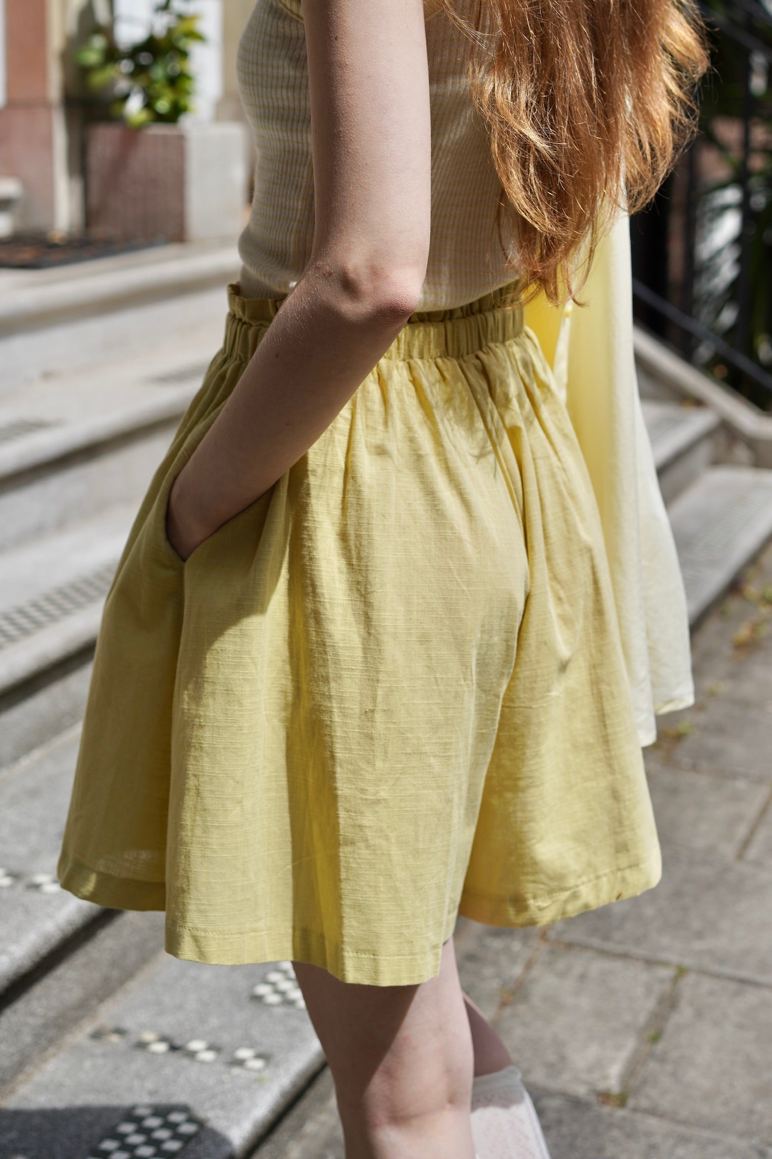 Buttercup Breeze Cotton Shorts (Light Mustard)