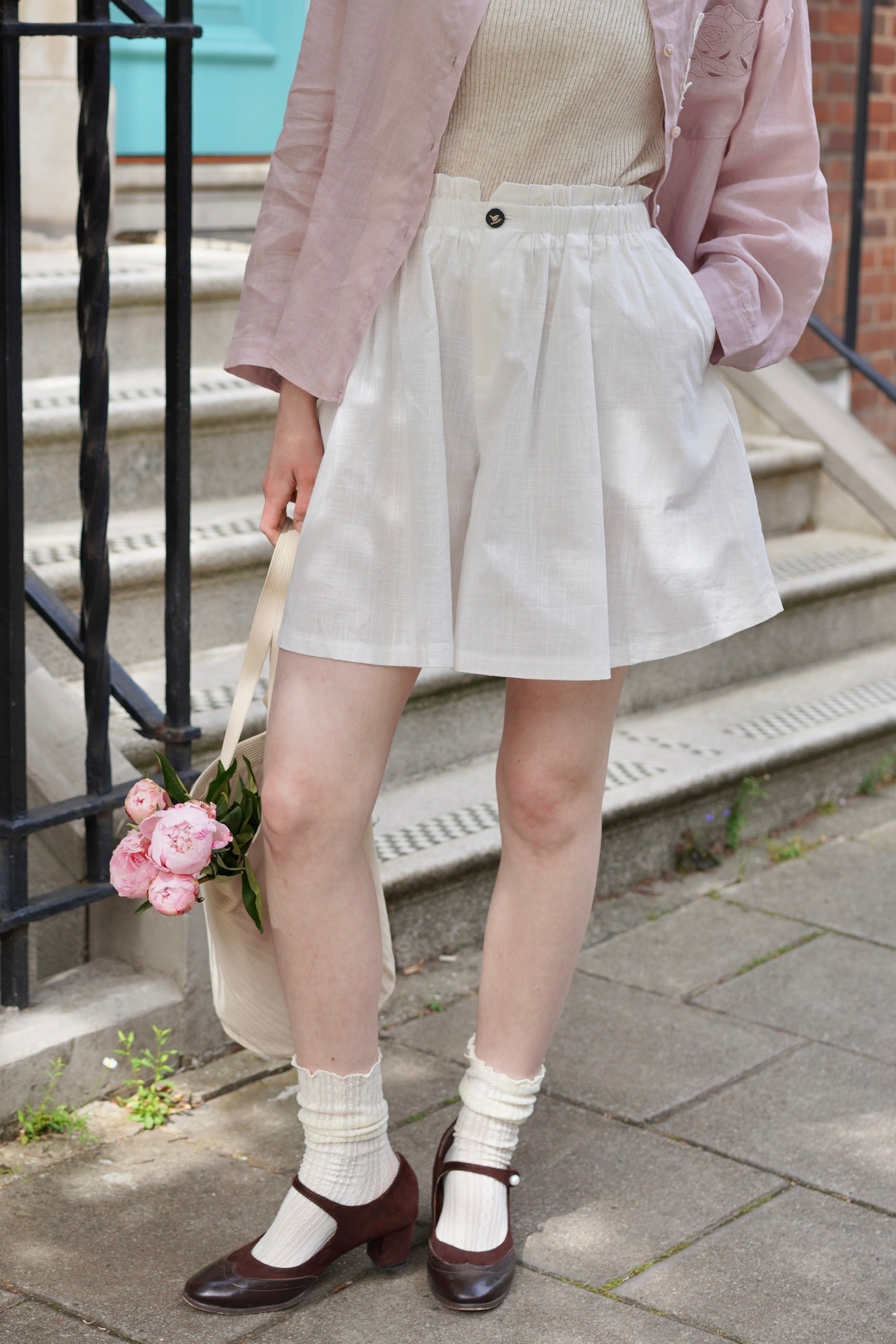 Buttercup Breeze Cotton Shorts (White)