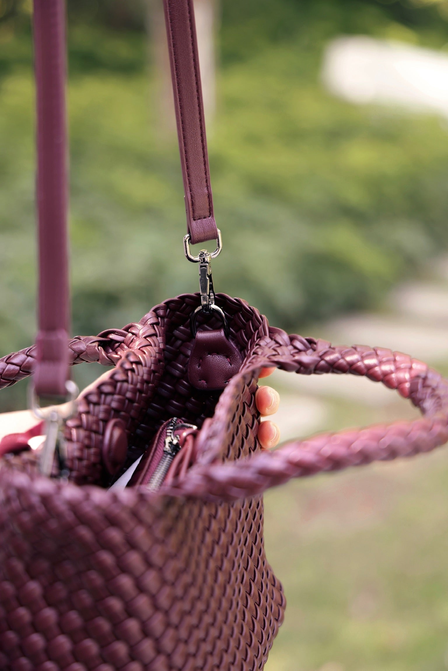 Kitty Scarf Leather Woven Tote Bag