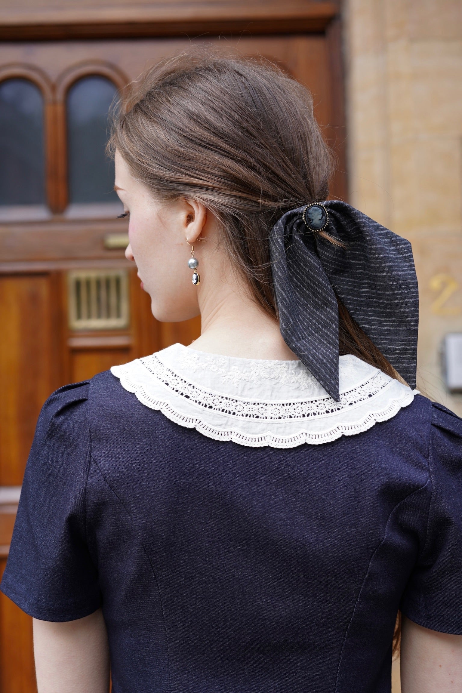 Cameo Study Bow Hair Tie