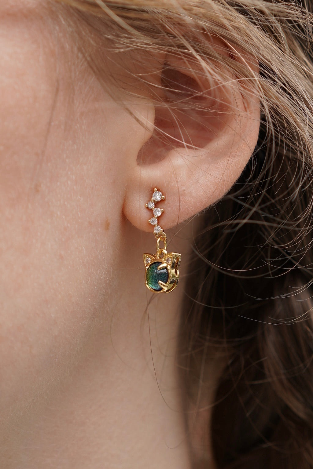 Cat Eye Kitten Earrings