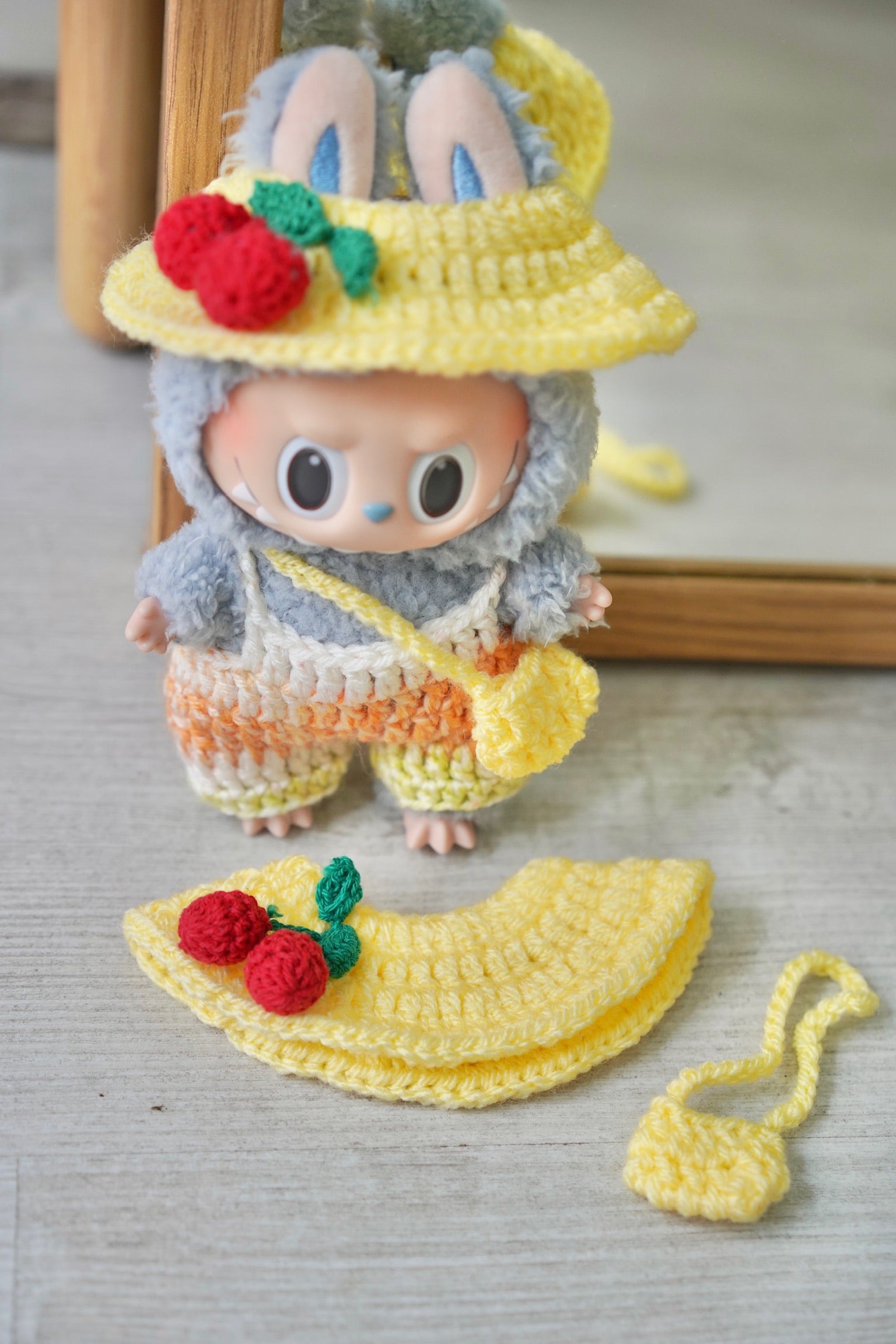 Cherry Custard Hat & Bag Set