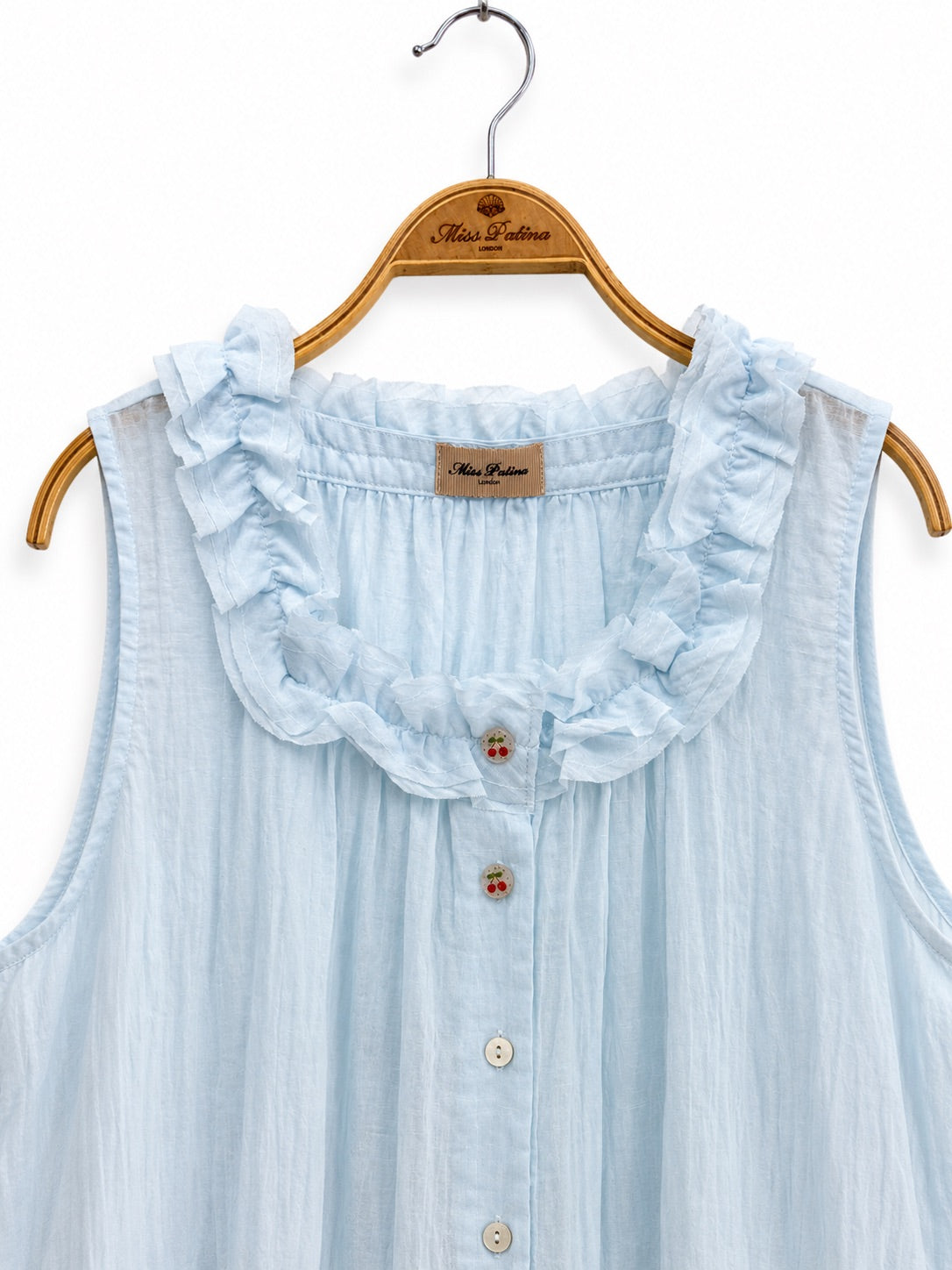Cherry Ruffle Dolly Top (Sky Blue)