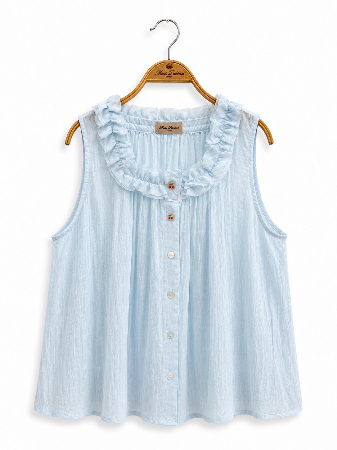Cherry Ruffle Dolly Top (Sky Blue)