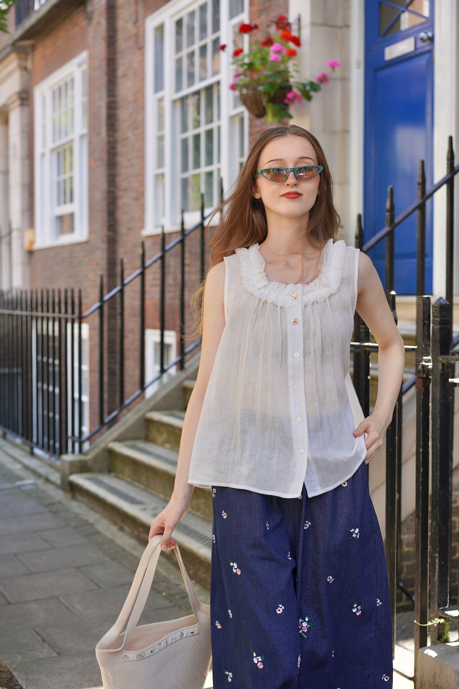 Cherry Ruffle Dolly Top (White)