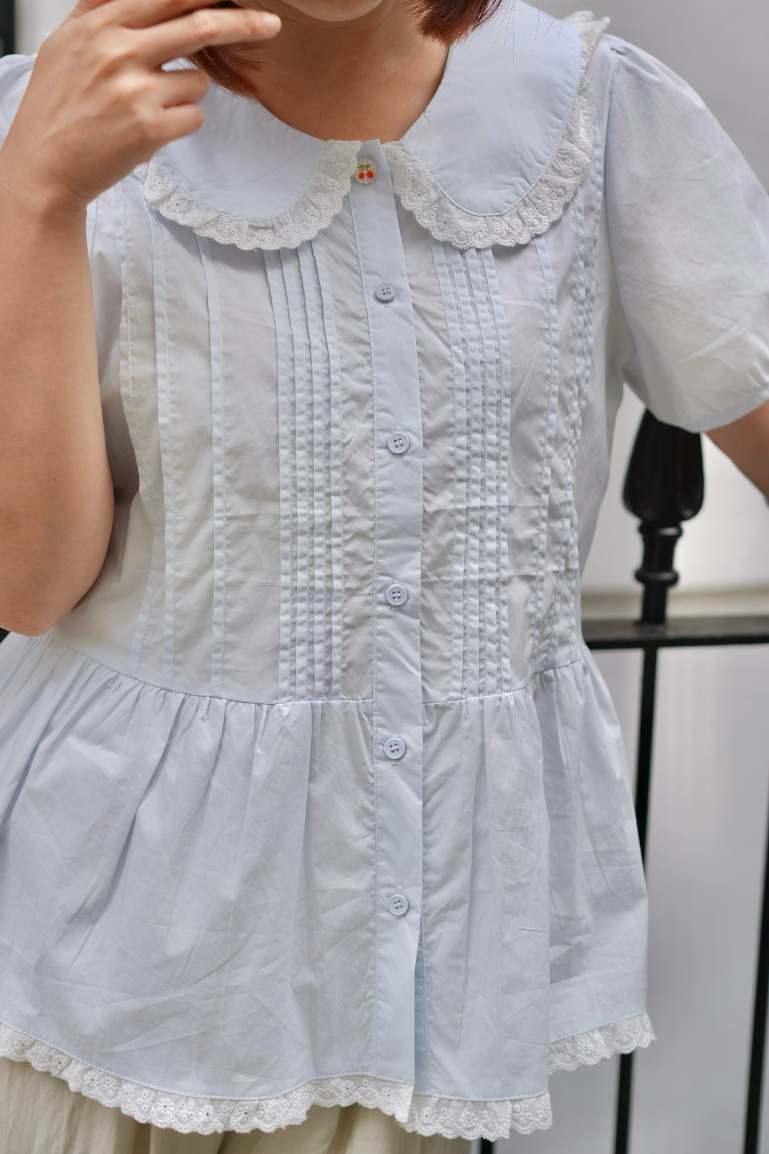 Cherry Wink Doll Blouse (Blue)