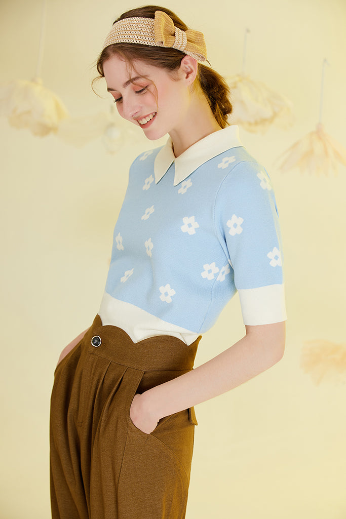 Sky Daisy Knit Top