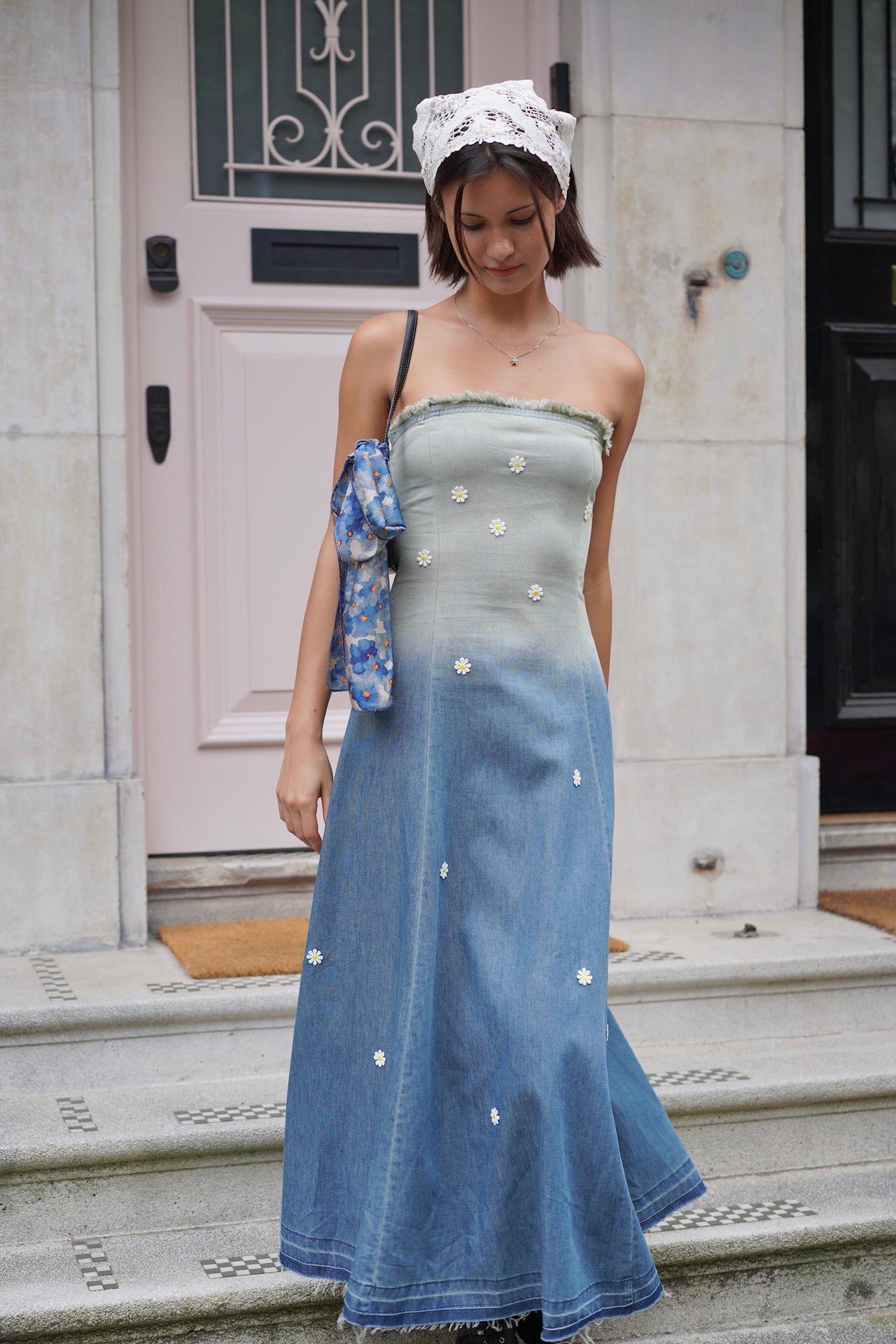 Daisy Fade Bandeau Denim Dress Miss Patina Daisy Fade Bandeau Denim Dress Miss Patina