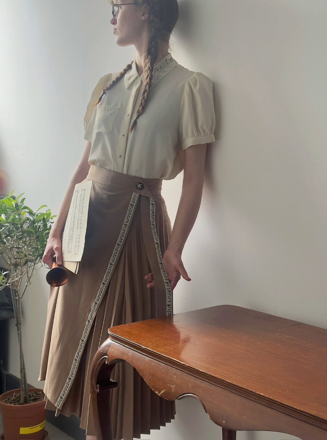 Dancing Asymmetrical Skirt (Warm Taupe)