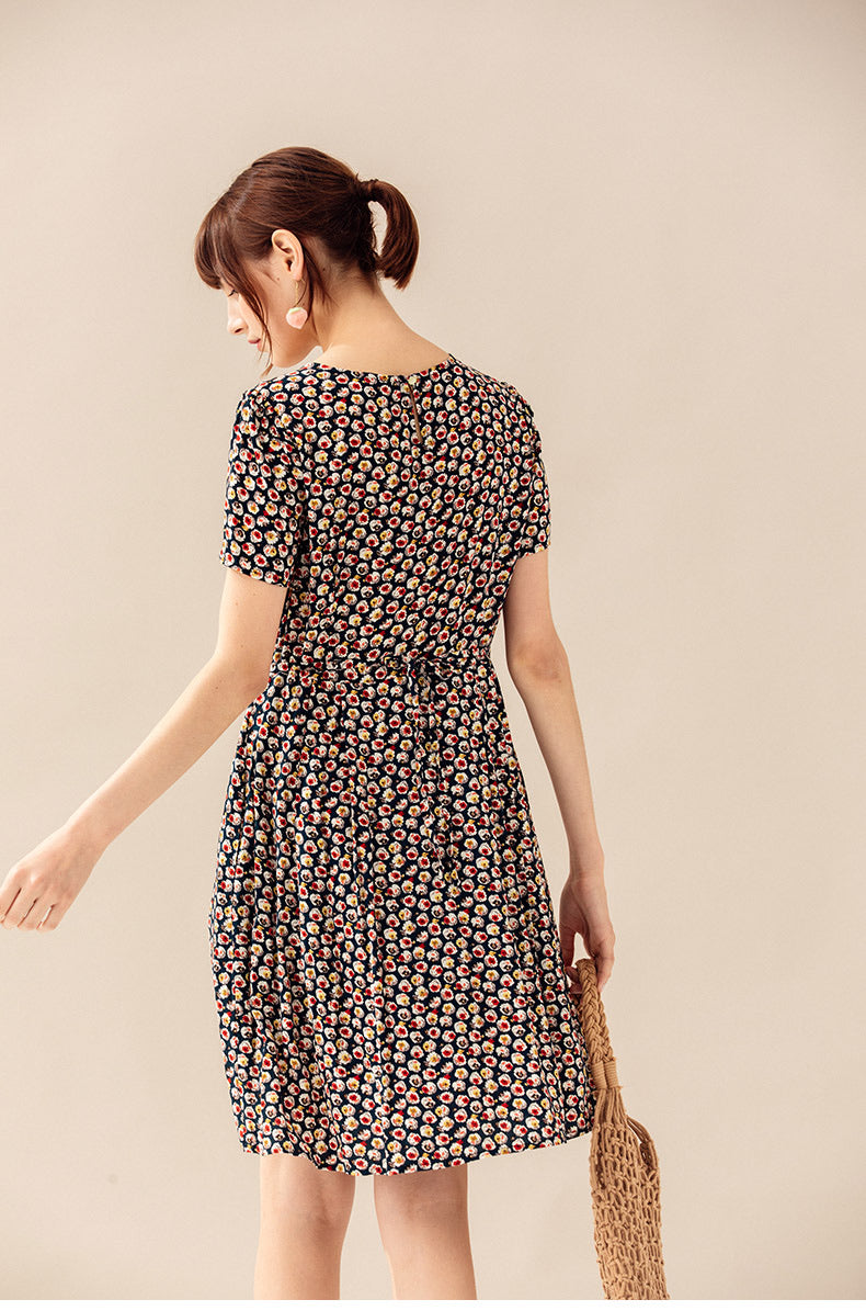 Ditsy Floral Tie-Shoulder Dress