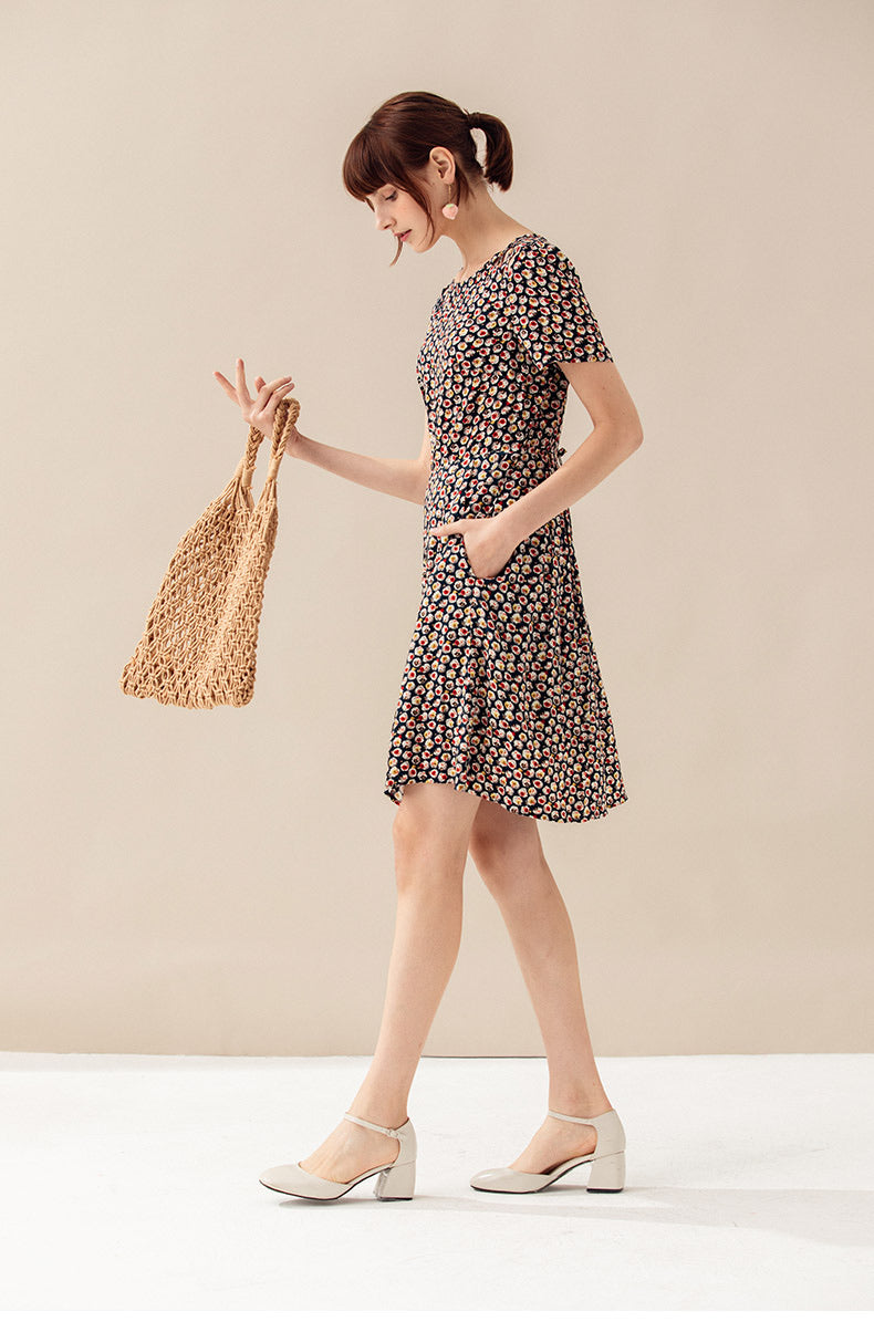 Ditsy Floral Tie-Shoulder Dress