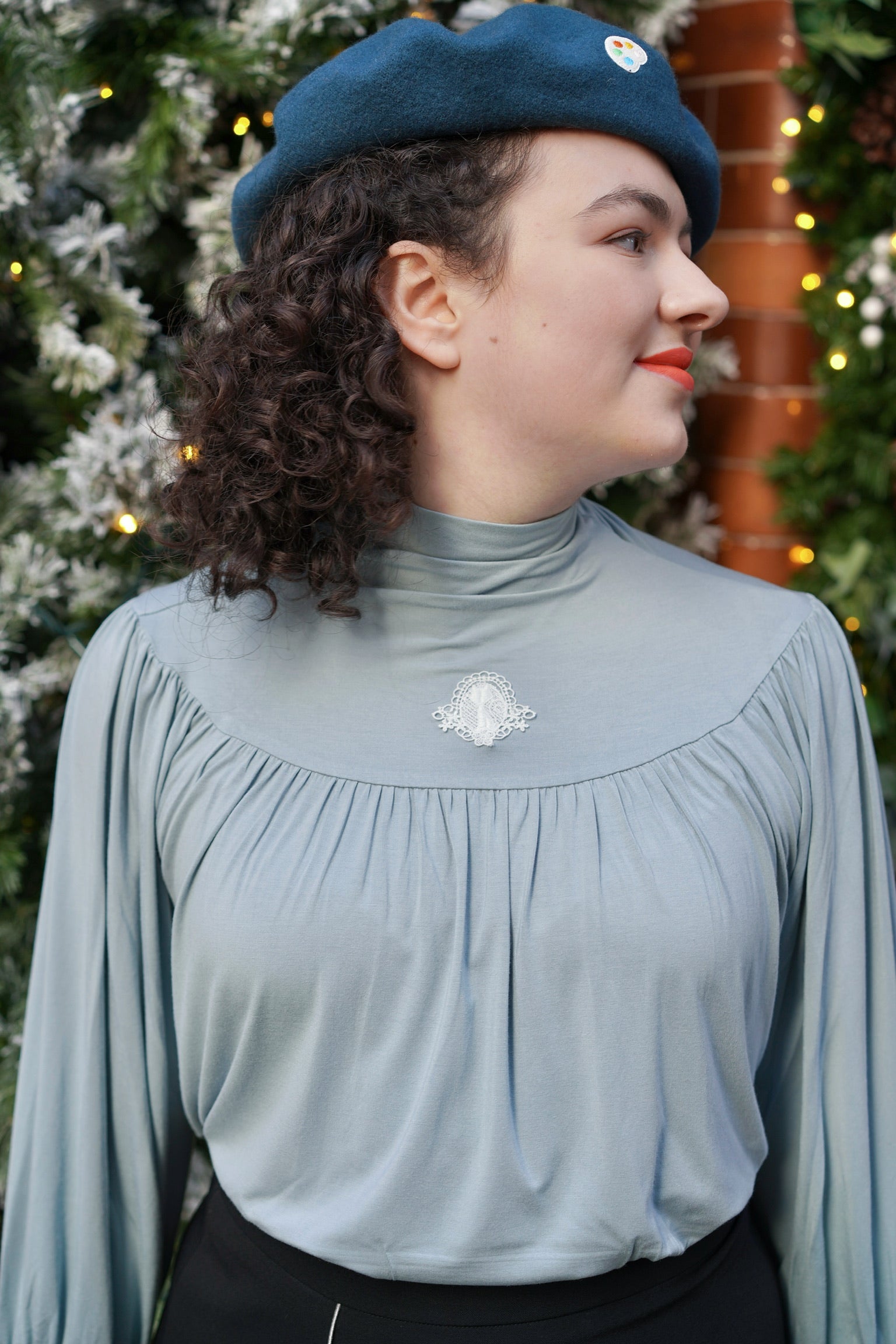 Edwardian Cat Lady Top (Celestial Blue)