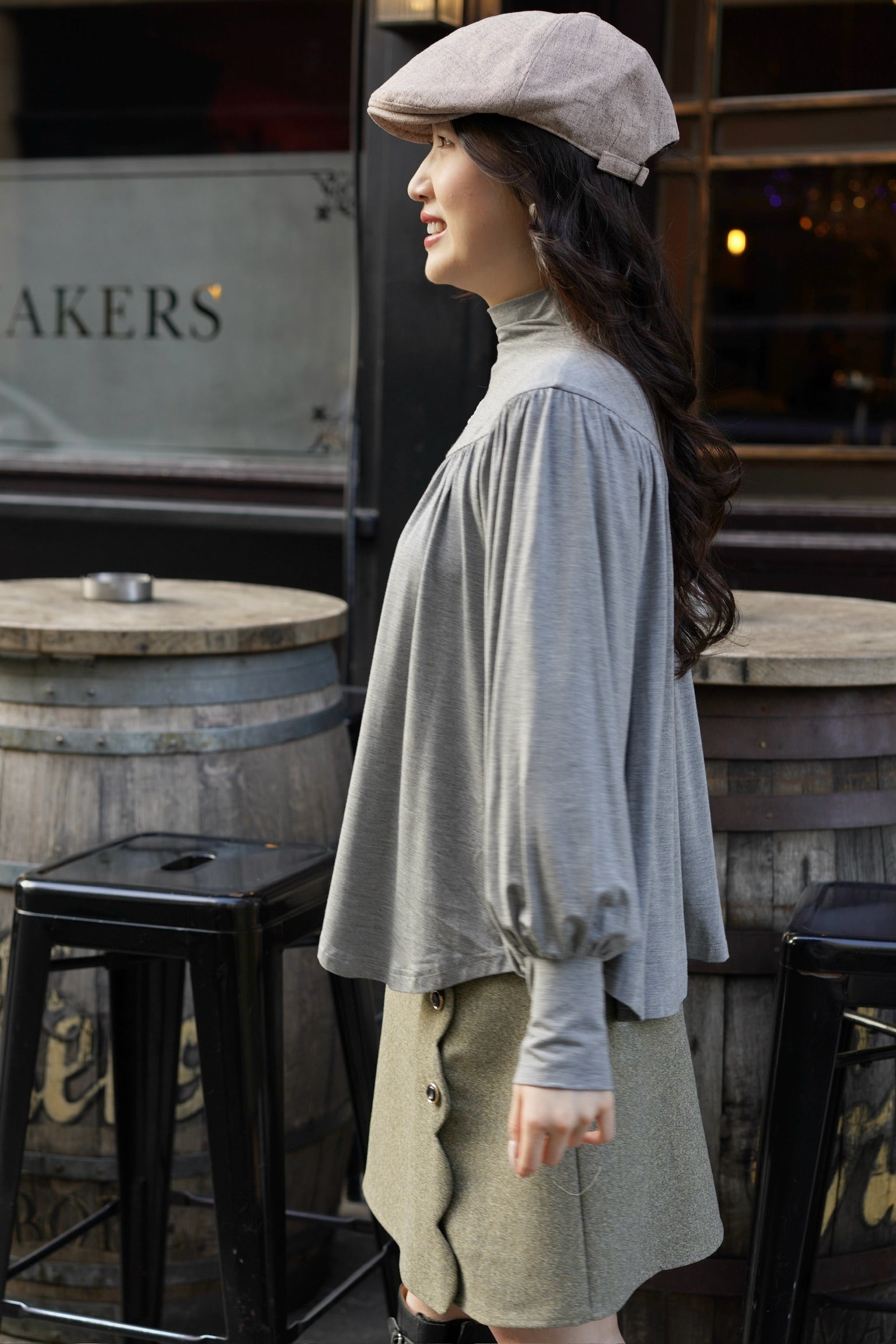 Edwardian Cat Lady Top (Grey)