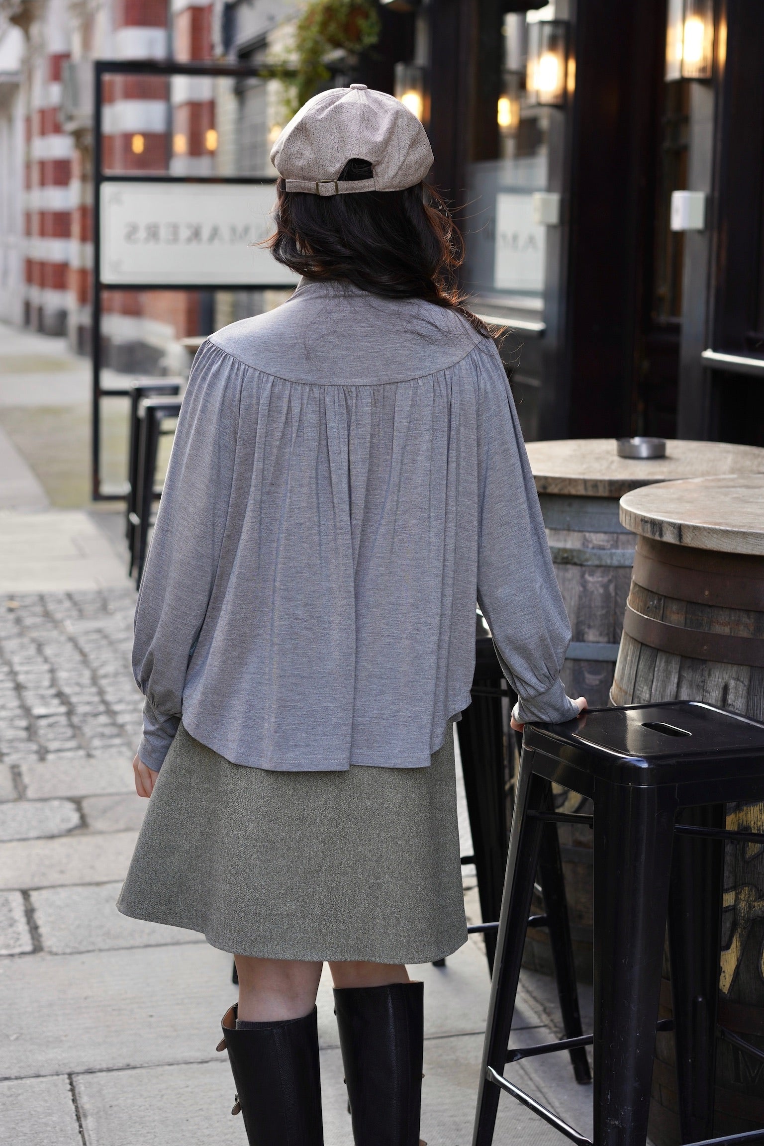 Edwardian Cat Lady Top (Grey)