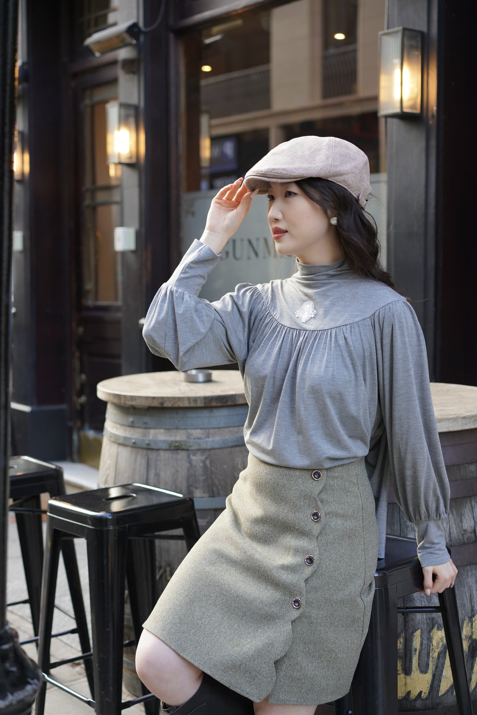 Edwardian Cat Lady Top (Grey)