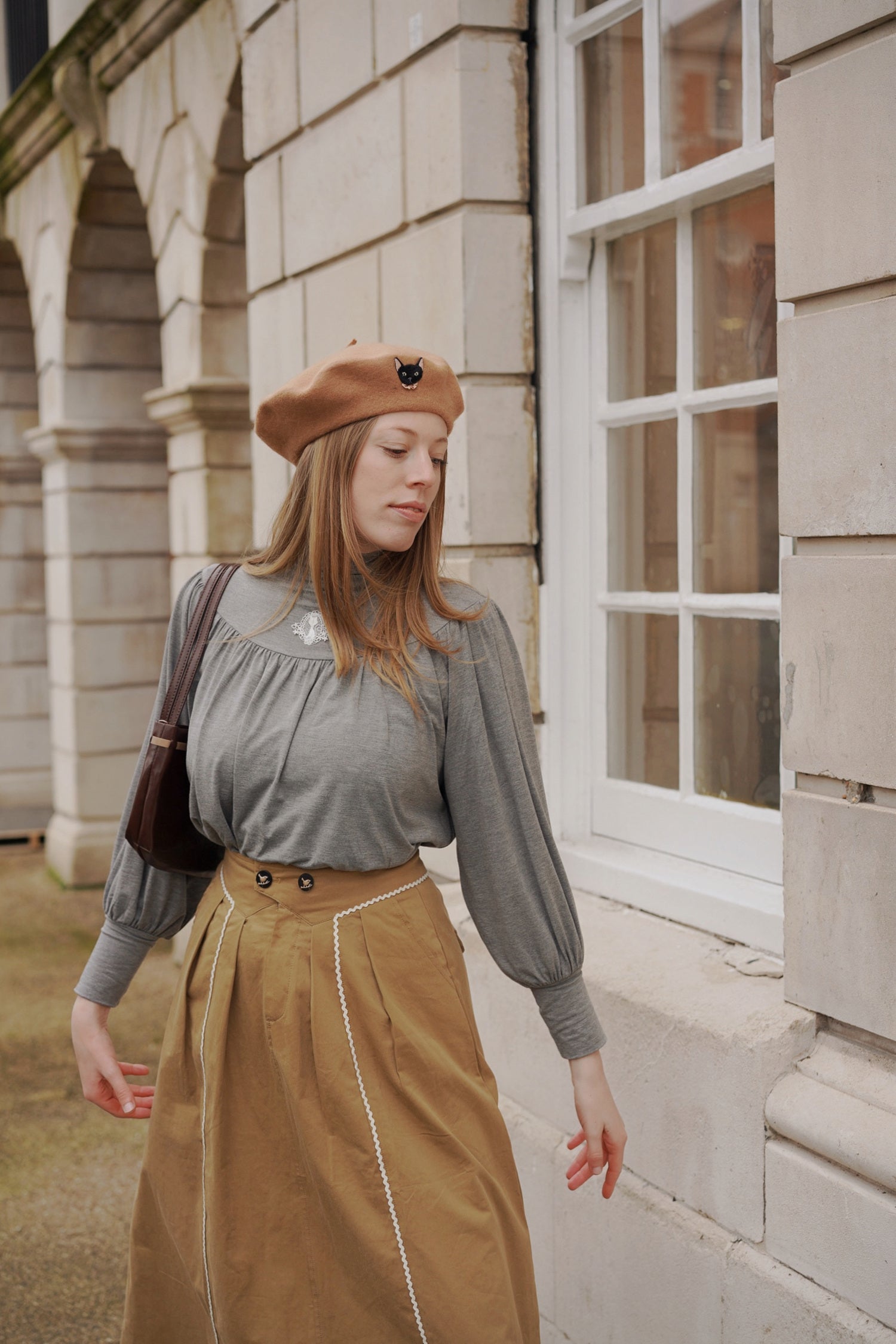 Edwardian Cat Lady Top (Grey)