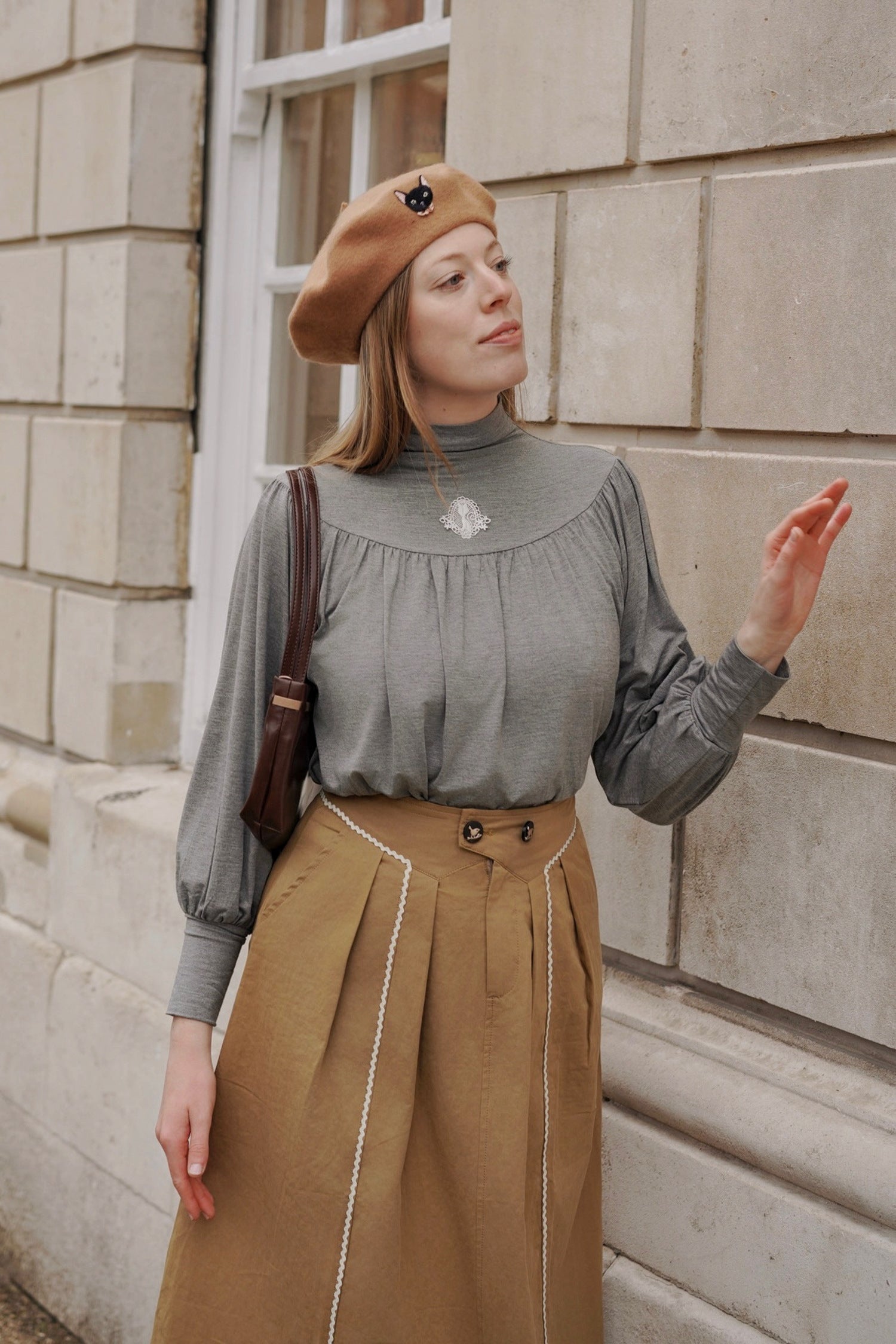 Edwardian Cat Lady Top (Grey)