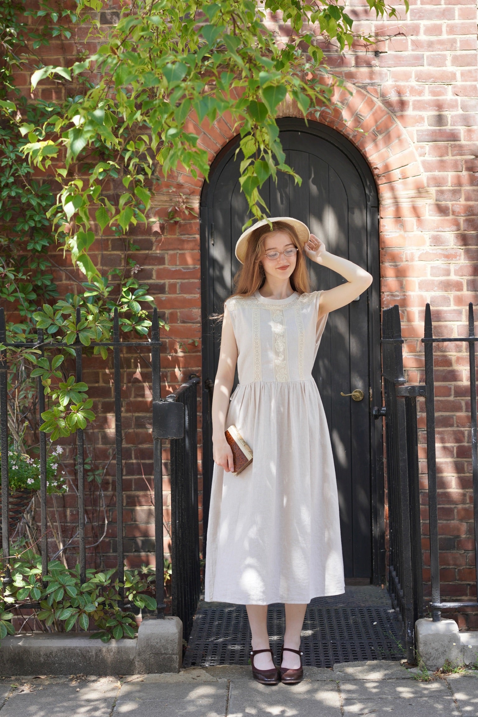 Edwardian Linen Lace Dress (Beige)