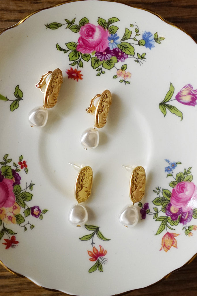 Engraved Pearl Earrings