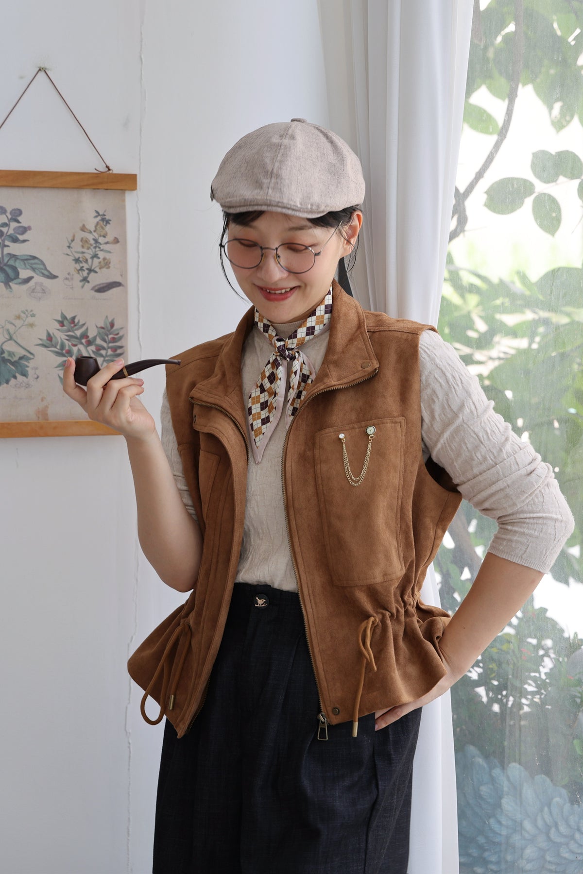 Explorer Faux-Suede Vest (Camel)