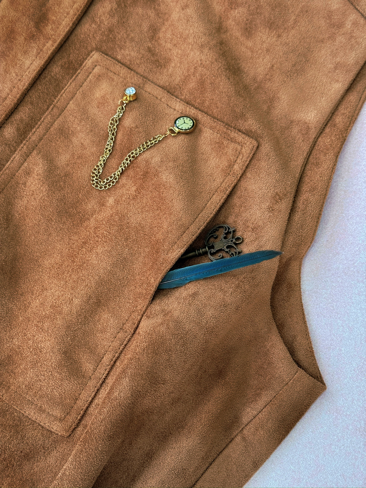 Explorer Faux-Suede Vest (Camel)