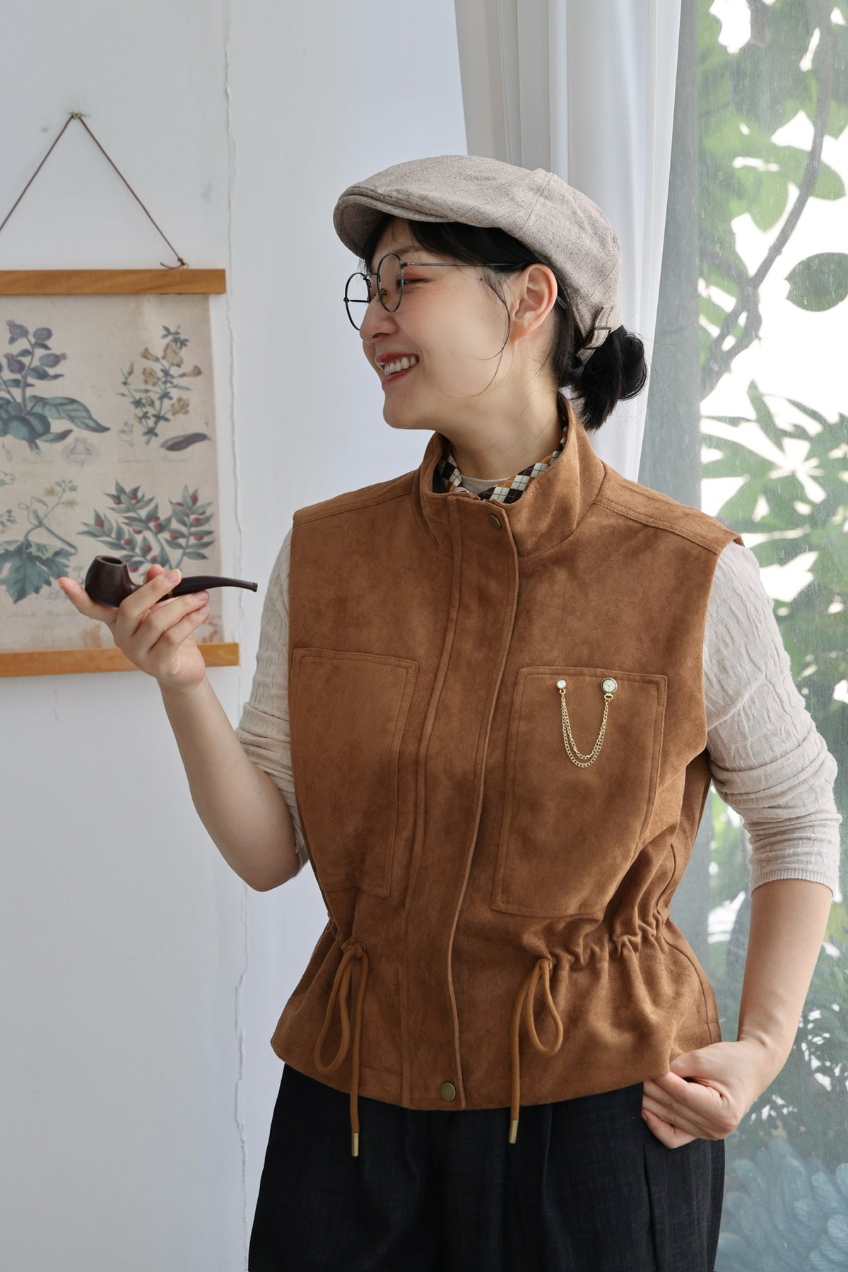 Explorer Faux-Suede Vest (Camel)