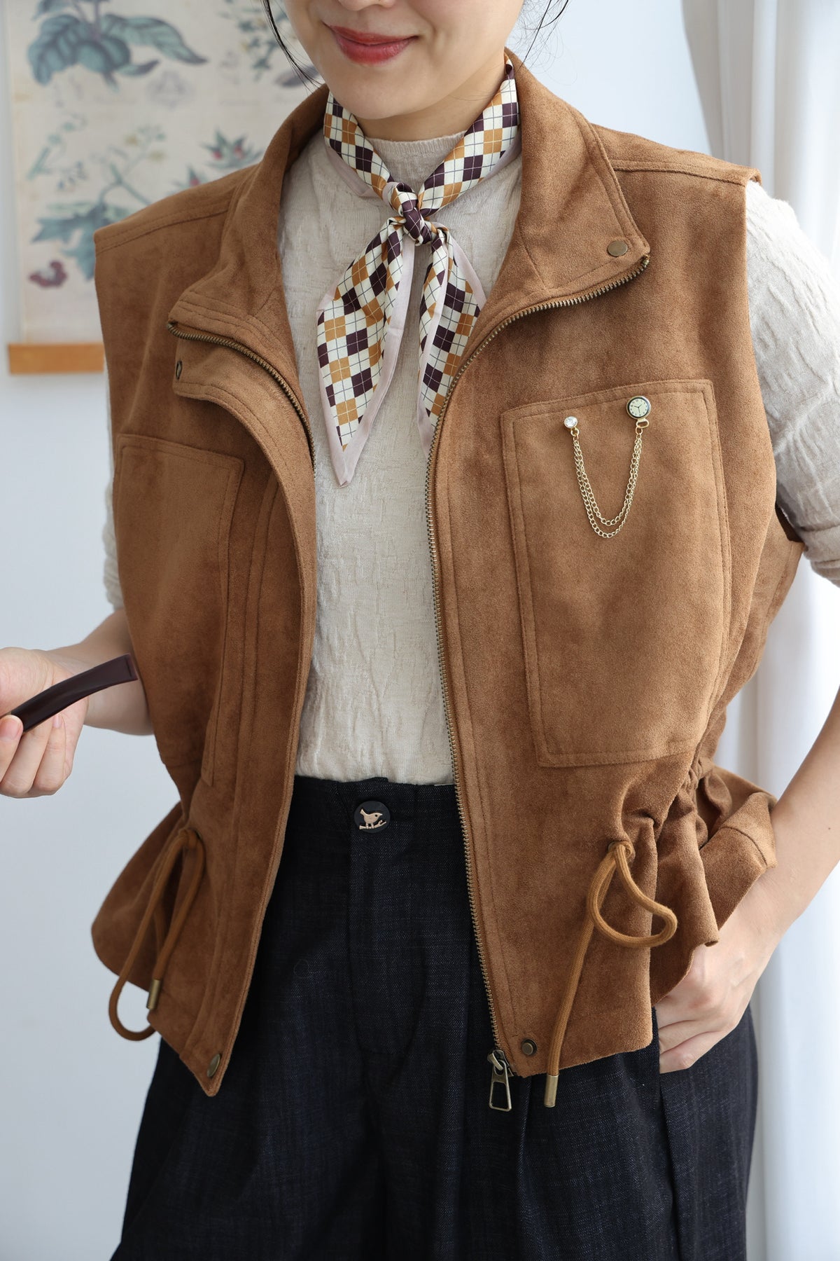 Explorer Faux-Suede Vest (Camel)