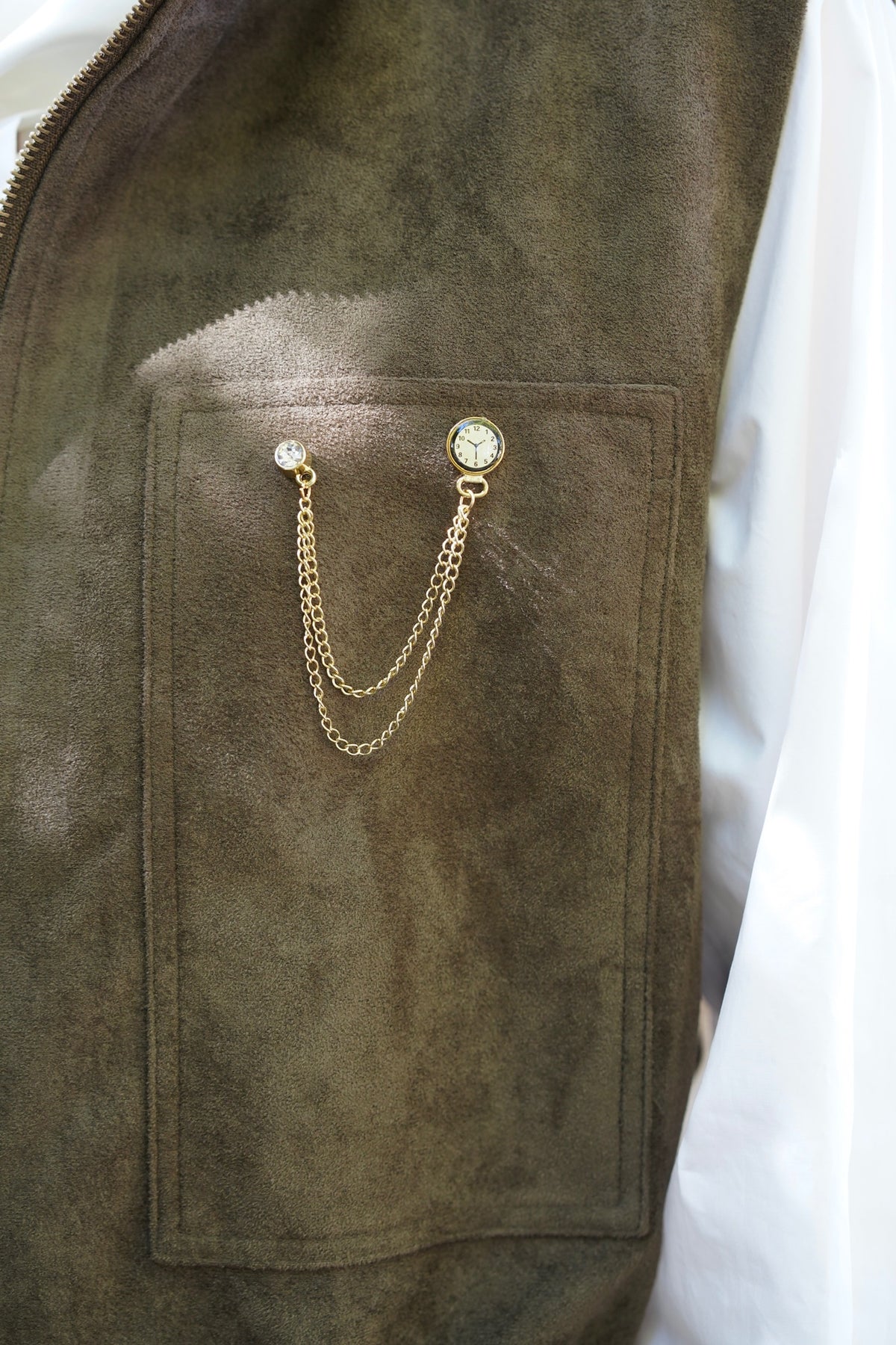 Explorer Faux-Suede Vest (Moss Green)