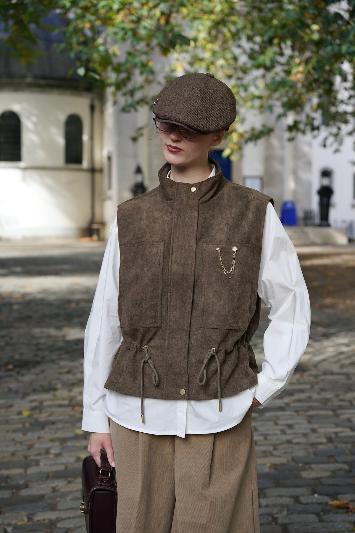 Explorer Faux-Suede Vest (Moss Green)