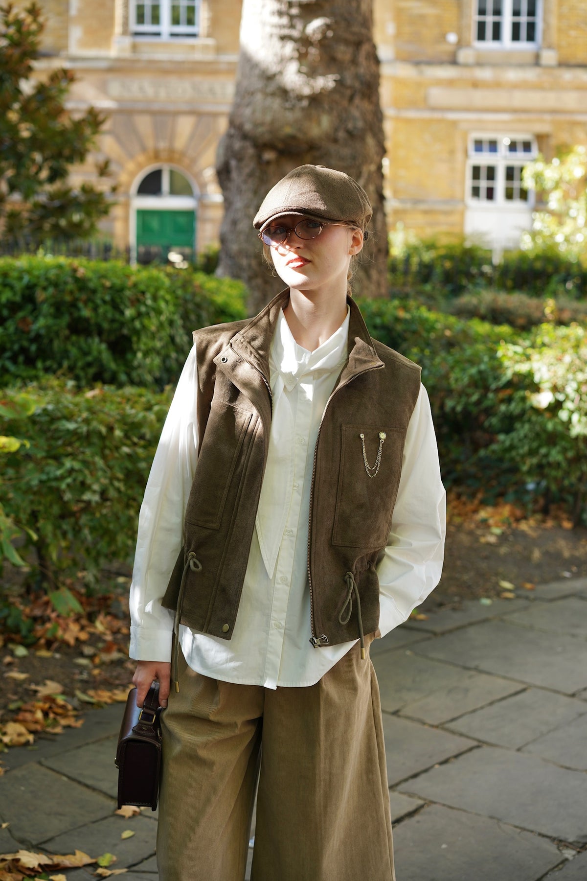 Explorer Faux-Suede Vest (Moss Green)