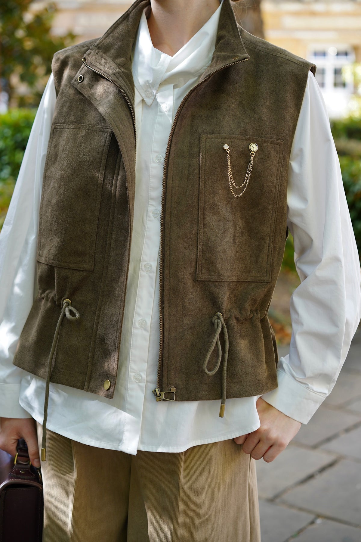 Explorer Faux-Suede Vest (Moss Green)