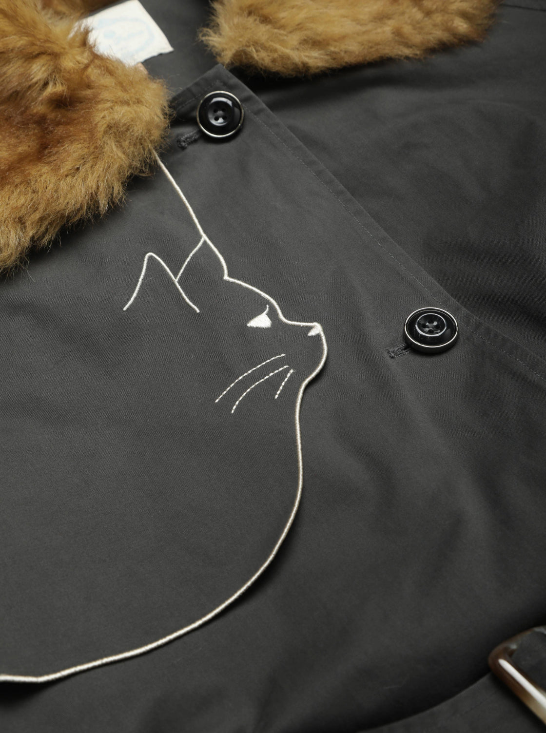 Felicity Kitten Faux Fur Collared Trench Coat
