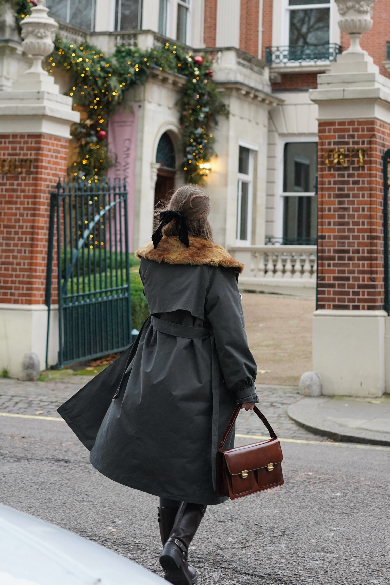 Felicity Kitten Faux Fur Collared Trench Coat