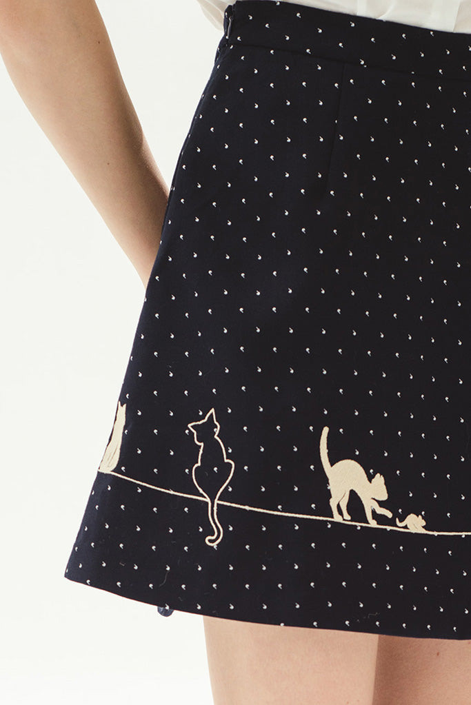 Feline Fling Mini Skirt (Dots)